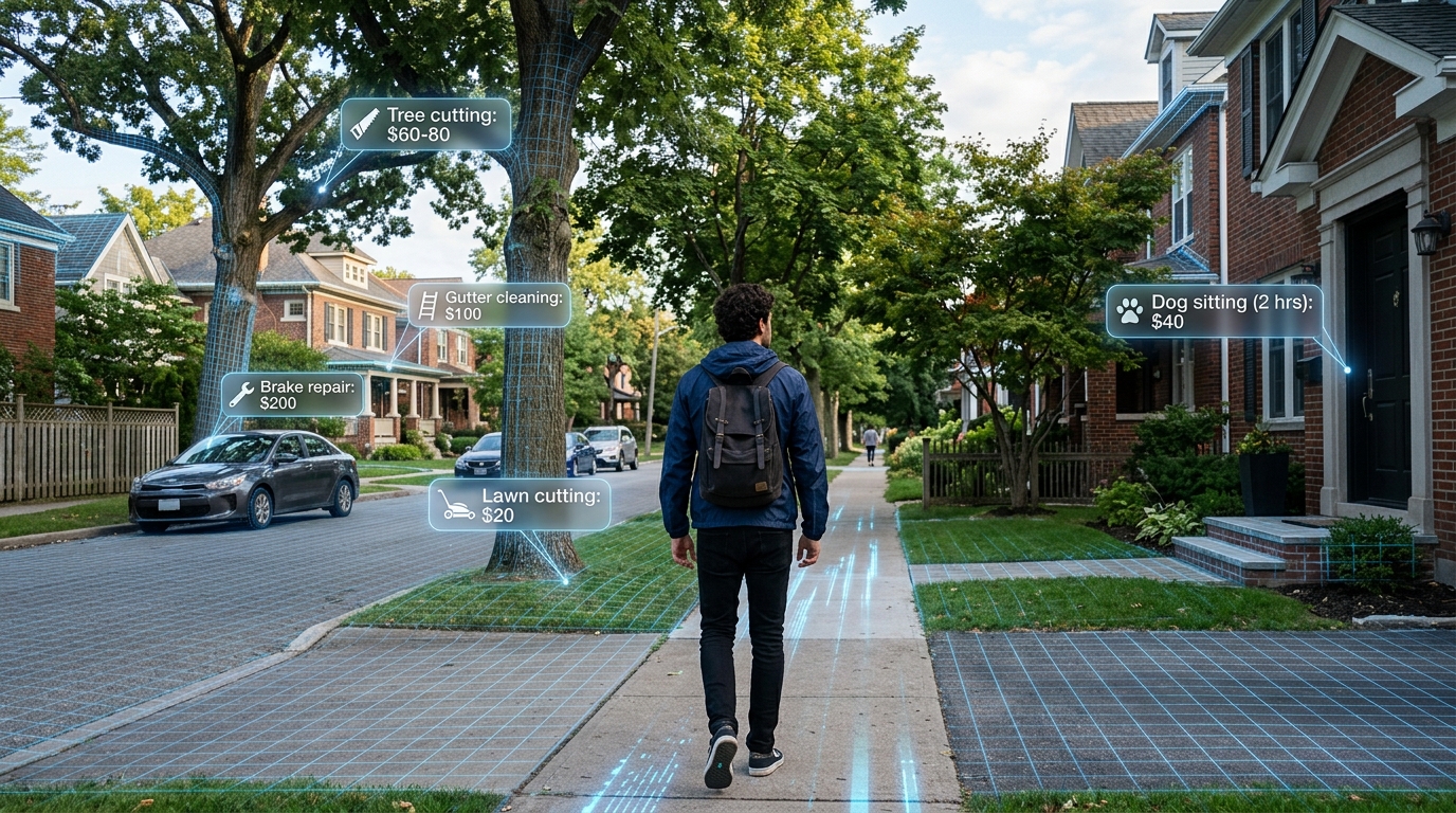 Man walking through augmented ne…